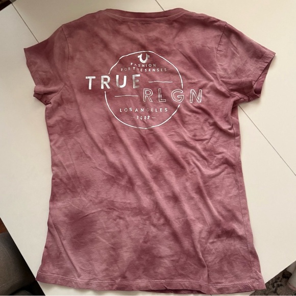 True Religion Western Mauve Pink Cowgirl Cowboy Y2K Tie Dye Shirt L - Picture 3 of 3